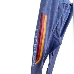 Spiritual Gangster Navy Joggers with Multicolor Stripes medium